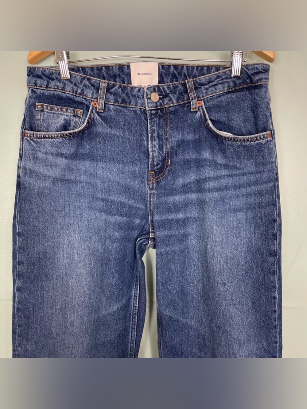 Reformation Charlee Low Rise Straight Leg Jeans Maggiore Blue Women Size 29 - Picture 4 of 12